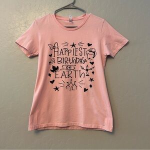 ⭐️Next Level pink disney happiest birthday on earth tshirt size large